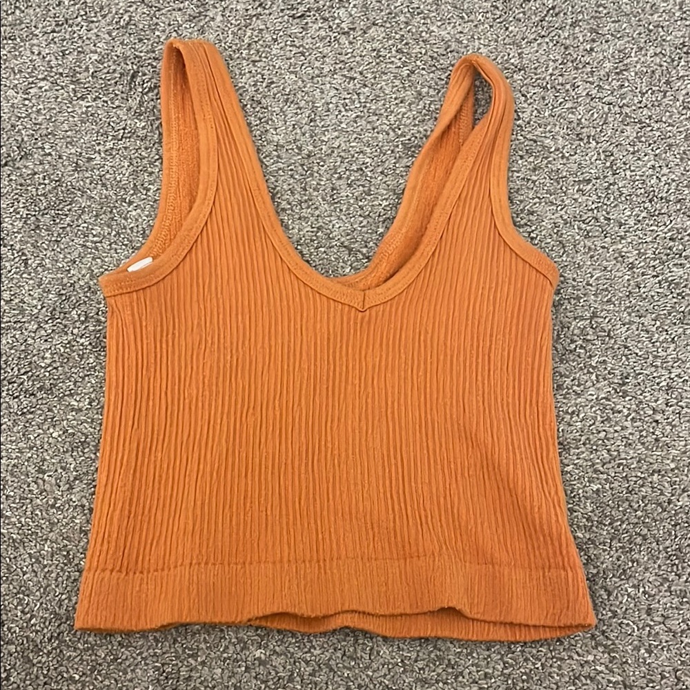 Urban Outfitters Orange Ribbed Crop Tank Top